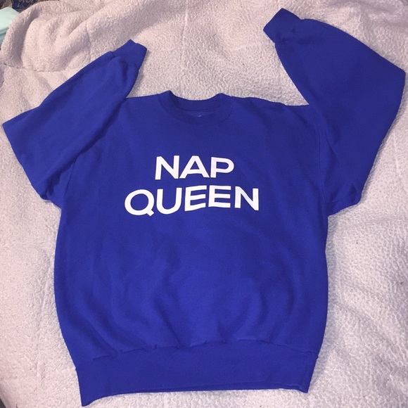 Gildan Tops - blue crewneck sweatshirt with white letters